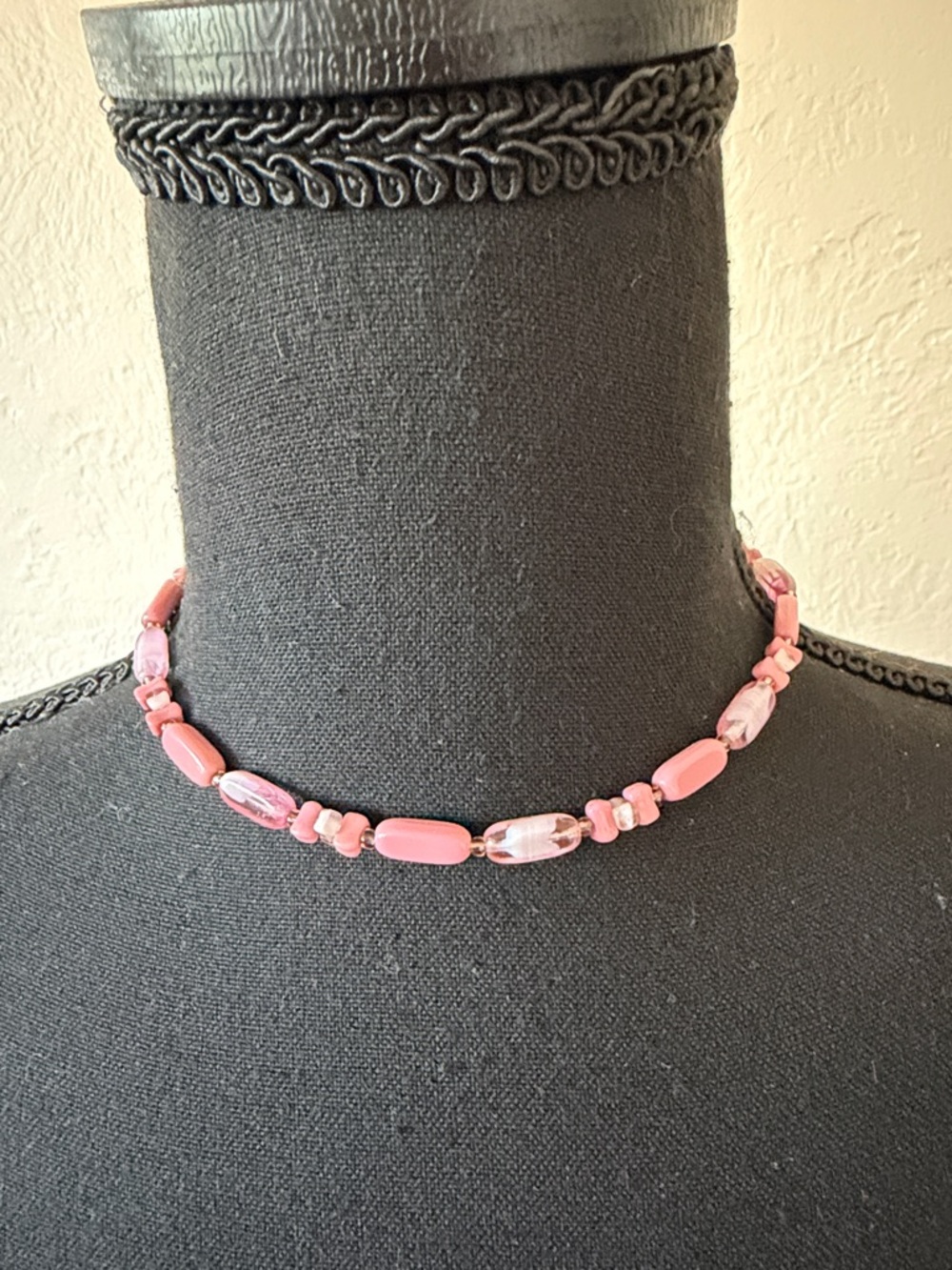 Handmade Pink Beaded Choker Necklace